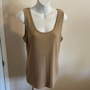 Calvin Klein Tan Beige Embellished Tank Top, size Large. New with tags